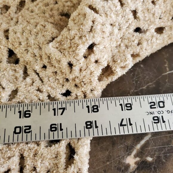 Escada Margaretha Ley Beige Gold Metallic Open Knit Mini Dress Sweater Luxury - Picture 7 of 8